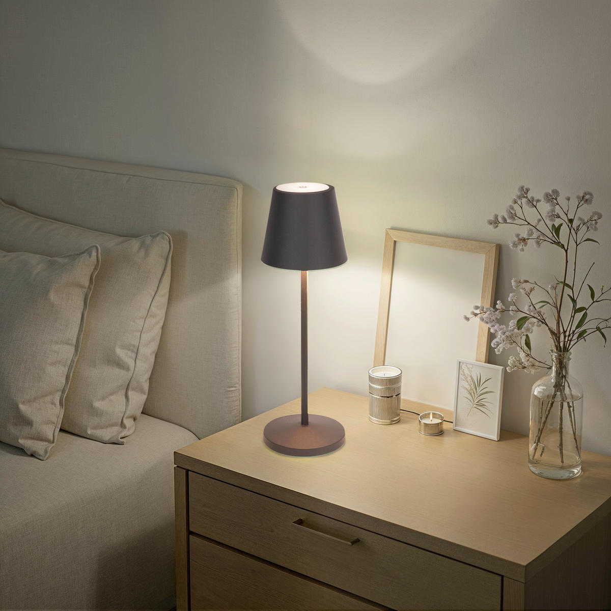 AKKU-TISCHLEUCHTE Denver 11/35 cm  - Grau, KONVENTIONELL, Metall (11/35cm) - Novel