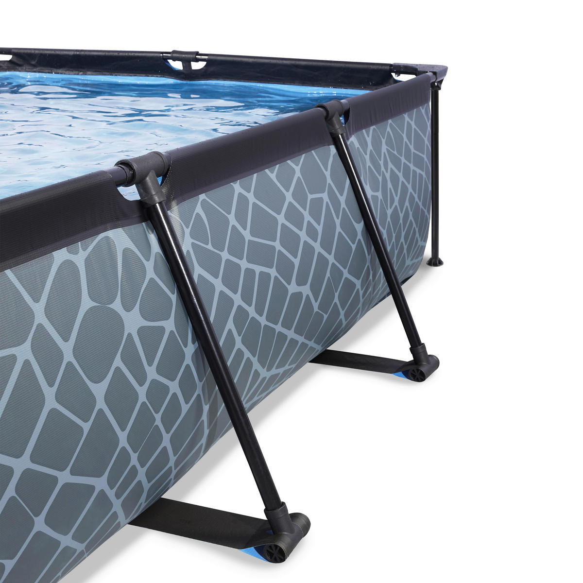 POOL-SET STONE 220/150/65 cm  - Grau, KONVENTIONELL, Metall (220/150/65cm) - EXIT Toys