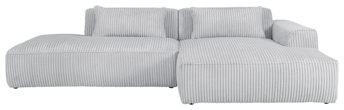 ECKSOFA BILLUND Hellgrau Cord Nierenkissen  - Hellgrau/Schwarz, KONVENTIONELL, Kunststoff/Textil (294/165cm) - Livetastic