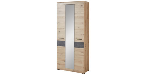 GARDEROBE 6-teilig  in 282/201/40 cm  - Eiche Artisan/Grau, Design, Glas/Holzwerkstoff (282/201/40cm) - Voleo