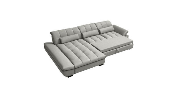 ECKSOFA  in Flachgewebe Hellgrau  204/341 cm  - Hellgrau/Schwarz, Design, Textil/Metall (204/341cm) - Xora