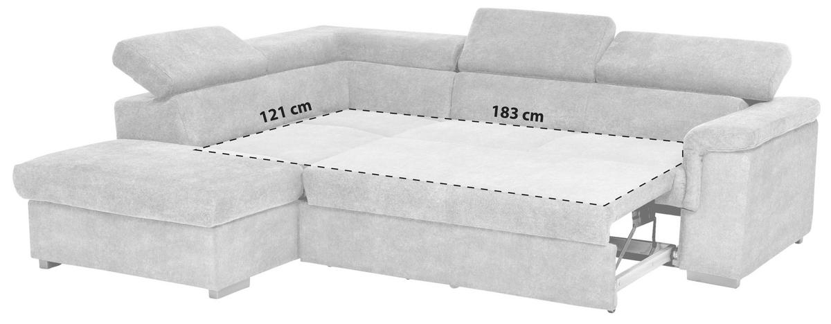 ECKSOFA in Flachgewebe Platinfarben  217/252 cm  - Platinfarben, Basics, Holz/Textil (217/252cm) - MID.YOU