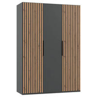 DREHTÜRENSCHRANK  in Graphitfarben, Eichefarben  - Eichefarben/Schwarz, MODERN, Holzwerkstoff/Metall (150/216/58cm) - MID.YOU