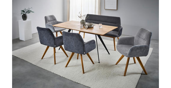 ESSTISCH Eiche massiv rechteckig Schwarz, Eichefarben  - Eichefarben/Schwarz, LIFESTYLE, Holz/Metall (160/90/75cm) - Linea Natura