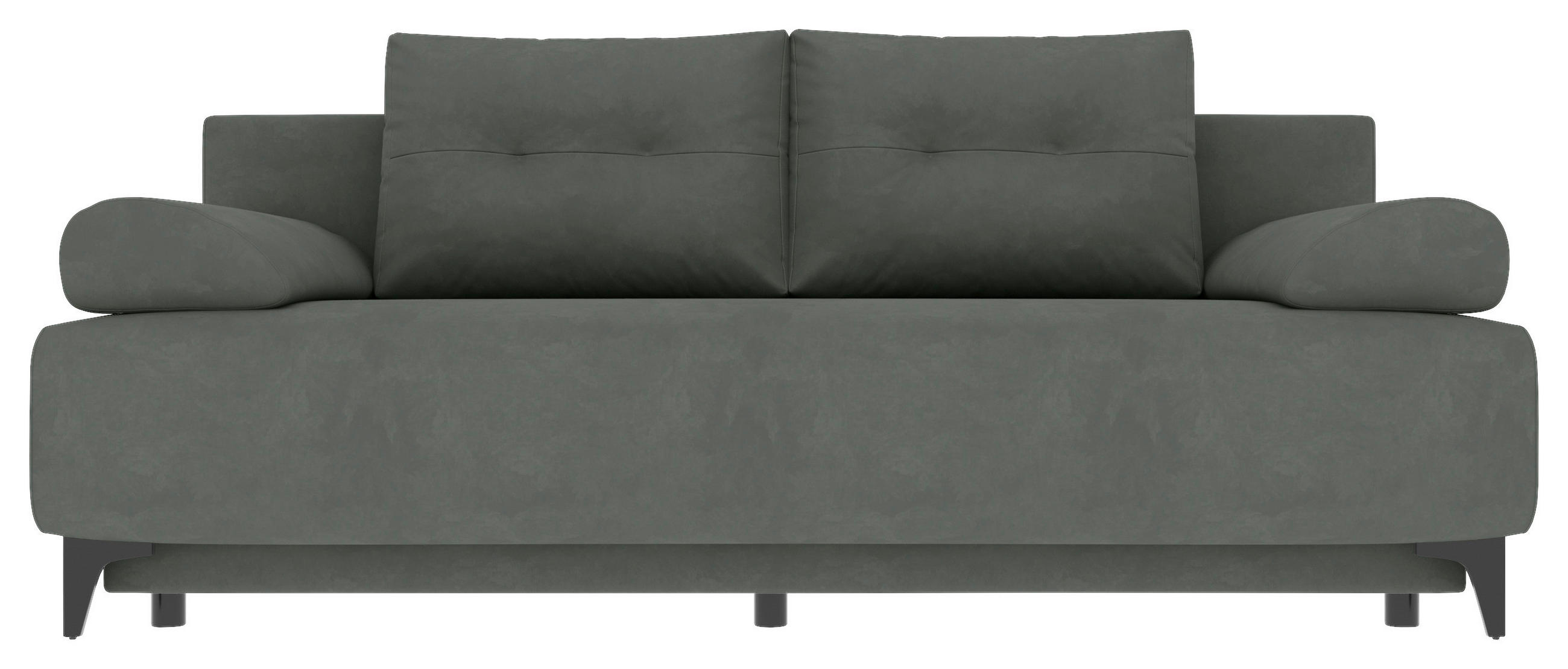 SCHLAFSOFA  mit Liegefunktion Velours Grau  - Schwarz/Grau, KONVENTIONELL, Textil/Metall (200/98/90cm) - Carryhome