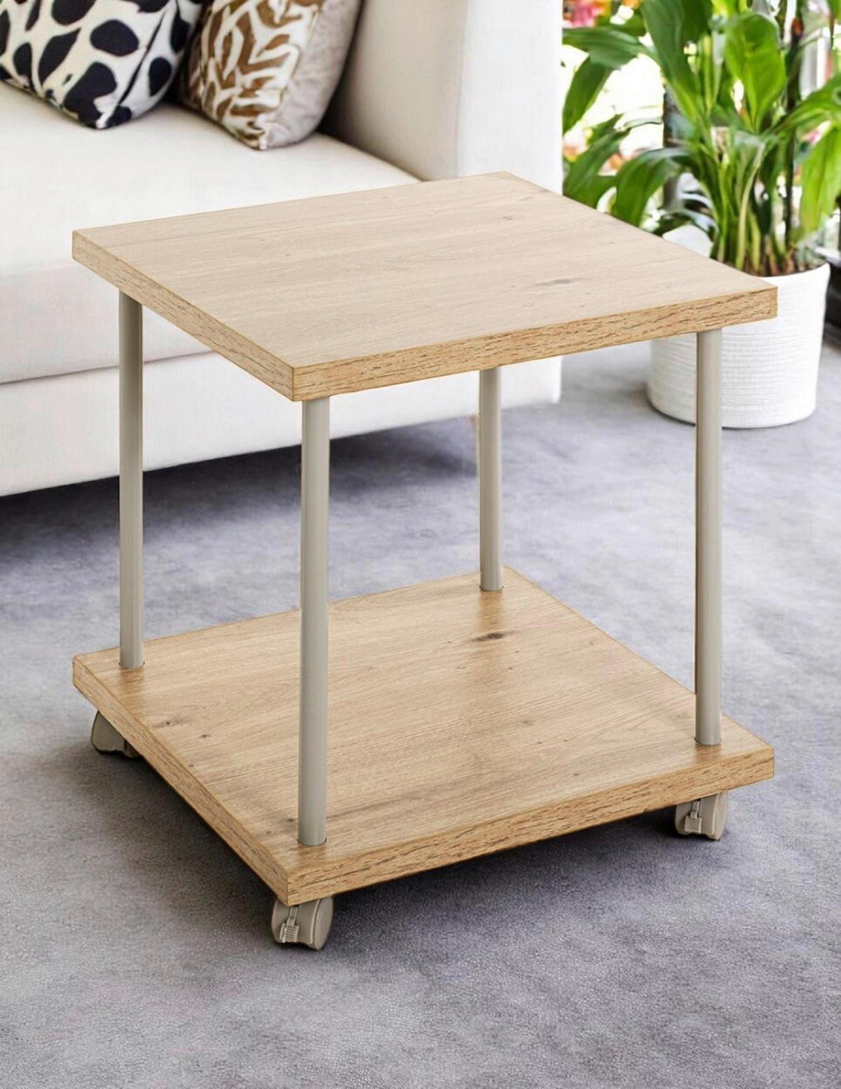 PRÍRUČNÝ STOLÍK, sivá, farba duba - sivá/farba duba, Trend, kov/kompozitné drevo (40/40/45cm)