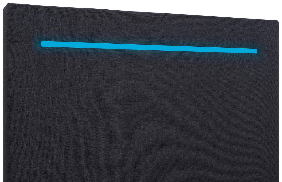 BOXBETT 100/200 cm,  in Anthrazit, Bettkasten, Topper, Kopfteilbeleuchtung,  - Anthrazit/Schwarz, MODERN, Kunststoff/Textil (100/200cm) - MID.YOU