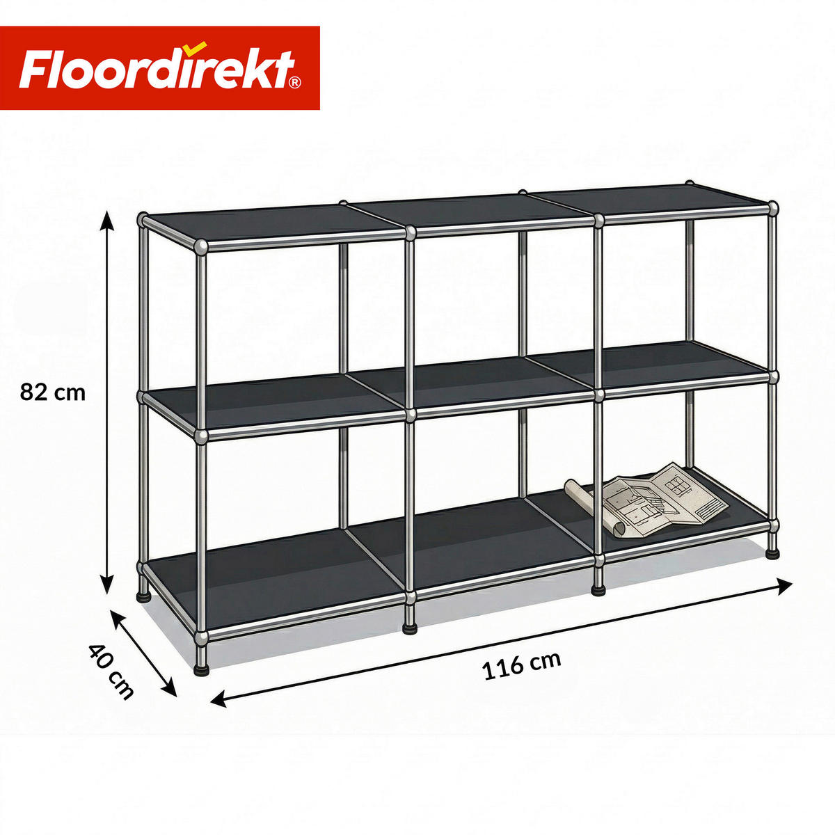 SIDEBOARD Concept Epure MK-018 116/82/40 cm  - Schwarz, Basics, Metall (116/82/40cm) - Floordirekt