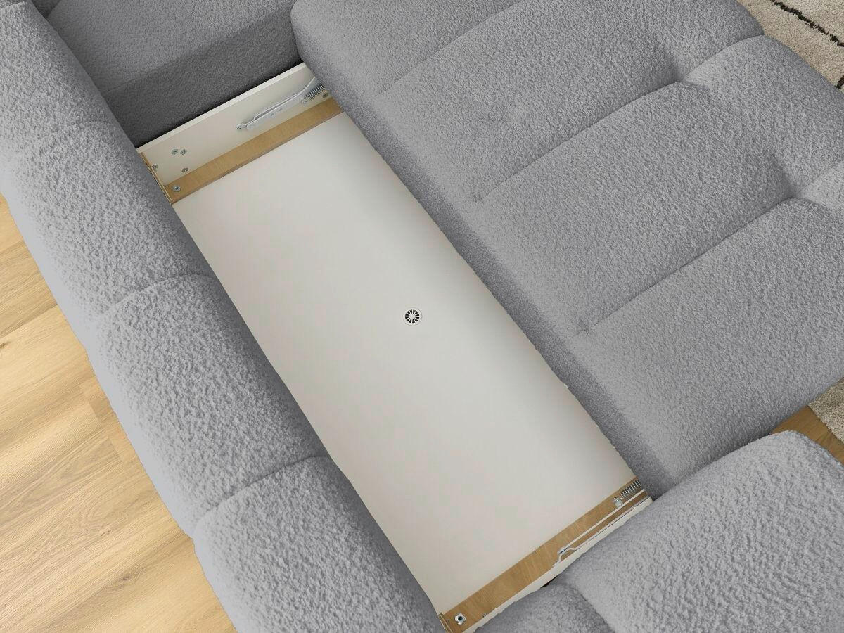 ECKSCHLAFSOFA FUJI Bouclé Dunkelgrau  inkl.  - Dunkelgrau/Schwarz, MODERN, Kunststoff/Textil (282/204cm)