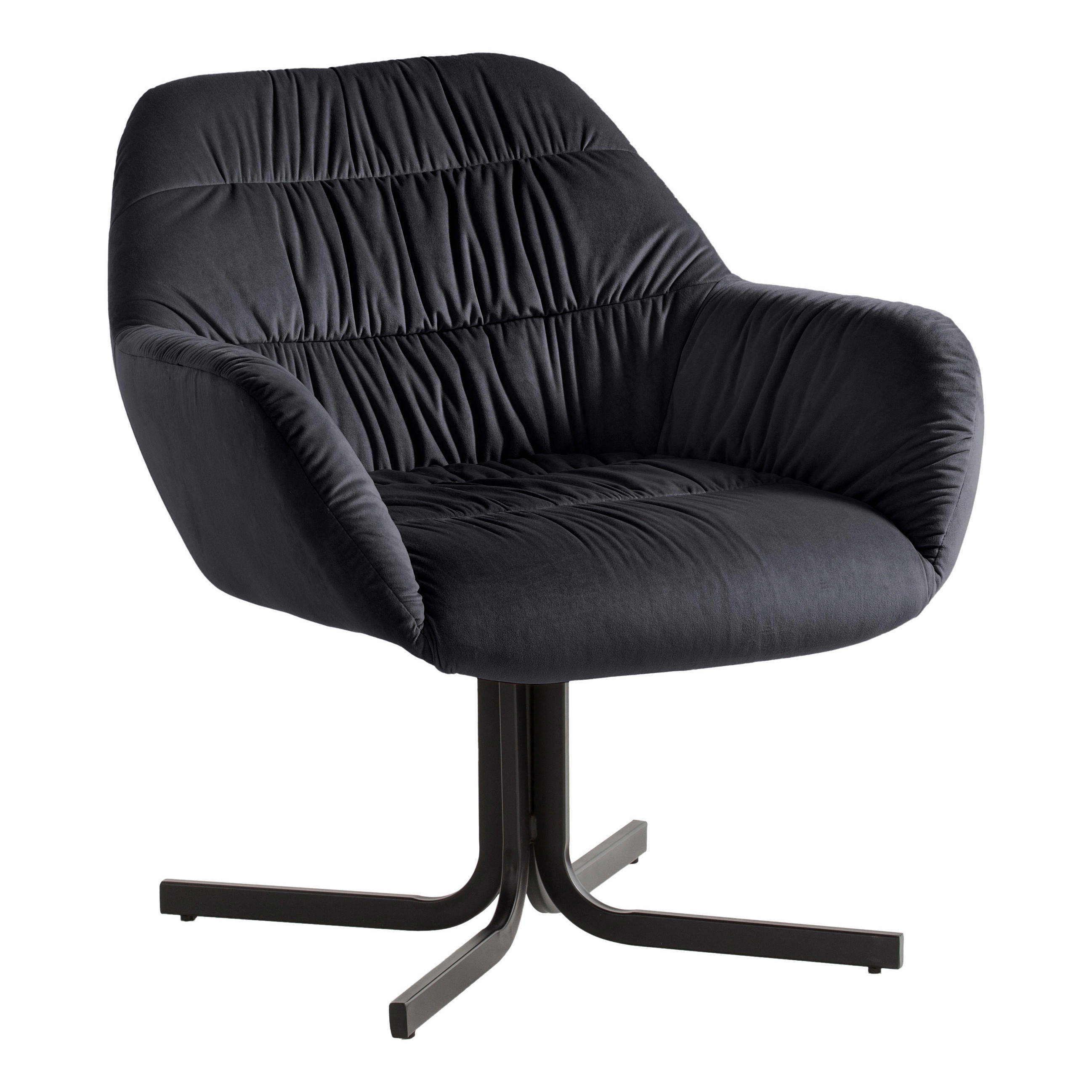 SESSEL in Samt Schwarz  - Schwarz, Design, Textil/Metall (64/74/68cm) - Livetastic