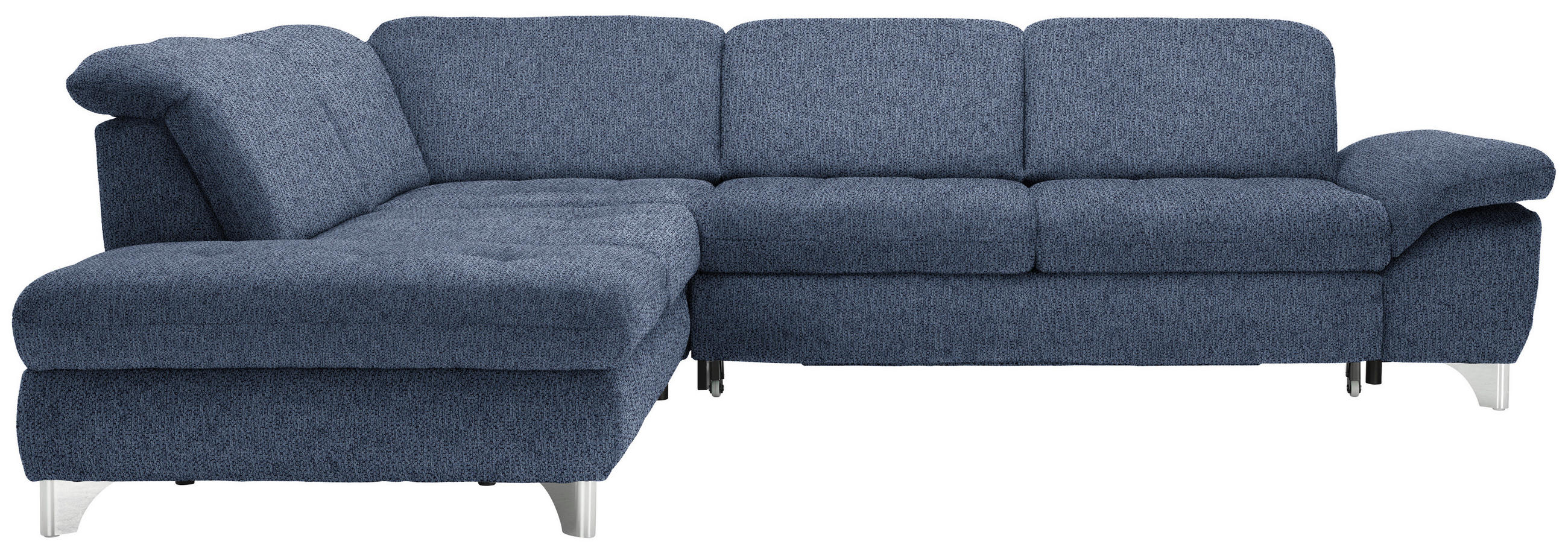 ECKSOFA in Webstoff Blau  - Blau/Alufarben, Design, Textil/Metall (260/319cm) - Beldomo Style