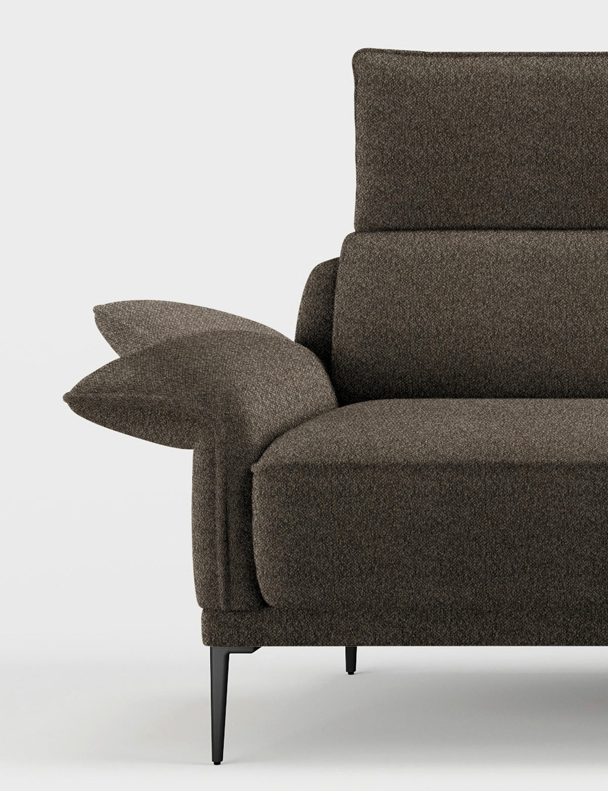 ECKSOFA in Bouclé Taupe  - Taupe/Schwarz, Design, Textil/Metall (330/186cm) - Johann Jakob