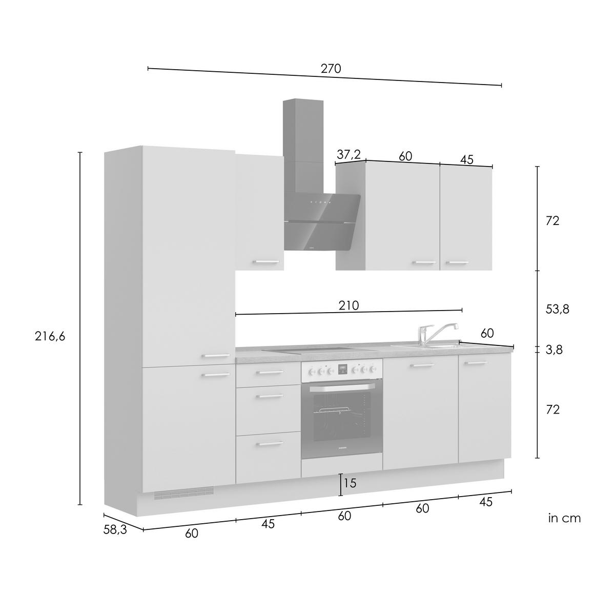 KÜCHENBLOCK Cascada 270 cm  in Eichefarben, Schilfgrün  - Schilfgrün/Eichefarben, MODERN, Holzwerkstoff/Metall (270cm) - Nobilia