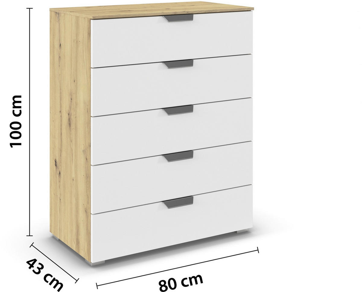 KOMMODE  in 80/100/43 cm  - Chromfarben/Weiß, Design, Holzwerkstoff/Metall (80/100/43cm) - Carryhome