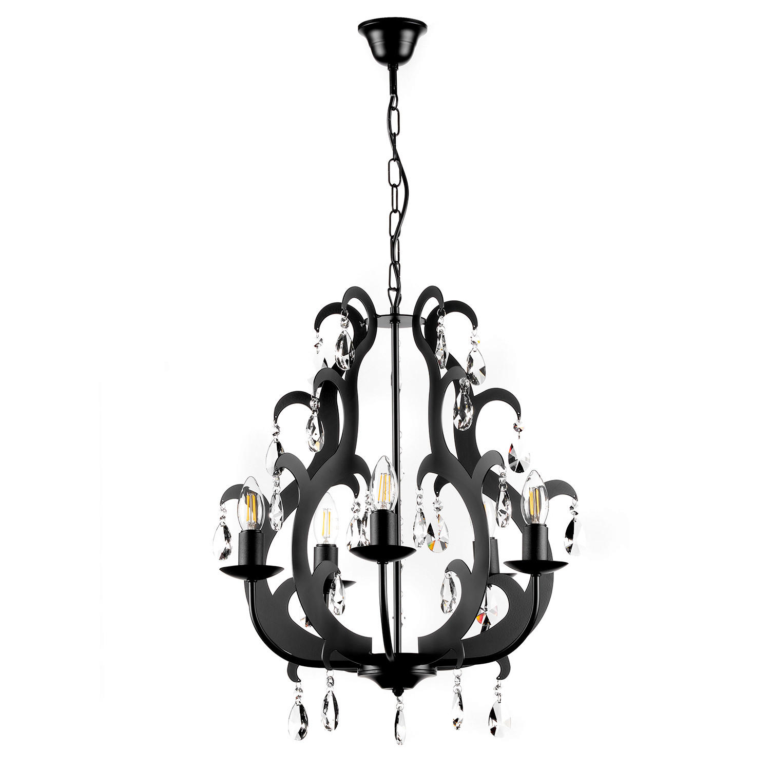 KRISTALL-HÄNGELEUCHTE 45/110 cm   - Schwarz, Trend, Glas/Metall (45/110cm)