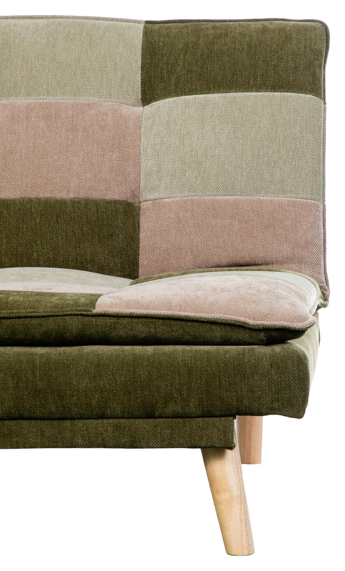 SCHLAFSOFA Chenille Grün, Hellgrün, Hellbraun  - Hellbraun/Naturfarben, Design, Holz/Textil (180cm) - MID.YOU