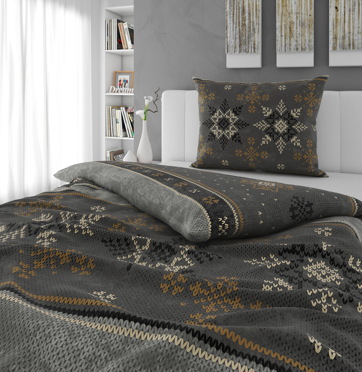 BETTWÄSCHE 2-teilig Flanell 140/200 cm  - Grau, KONVENTIONELL, Textil (140/200cm) - Novel
