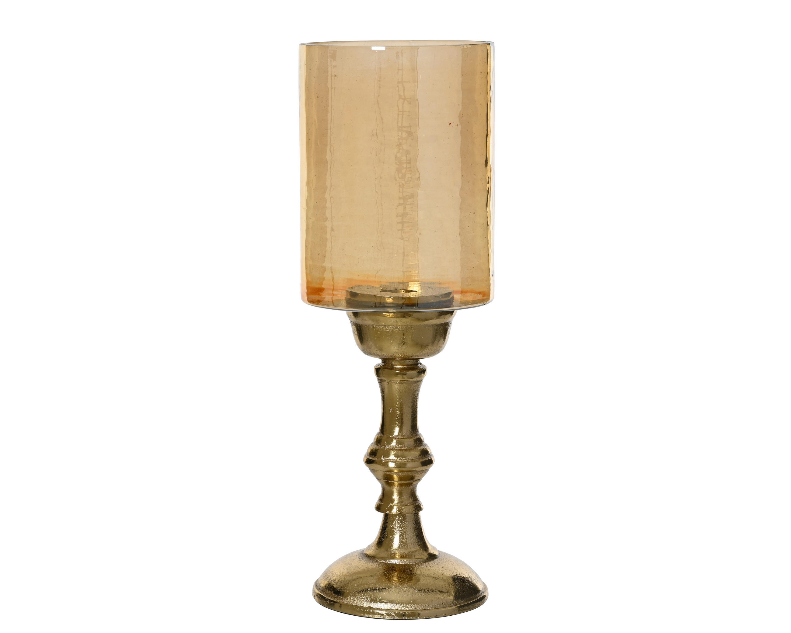KERZENHALTER - Goldfarben/Bernsteinfarben, LIFESTYLE, Glas/Metall (11/11/33cm)
