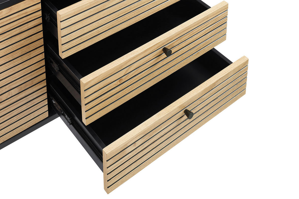 SIDEBOARD 160/85/40 cm  - Eichefarben/Schwarz, Design, Holz/Holzwerkstoff (160/85/40cm) - Livetastic