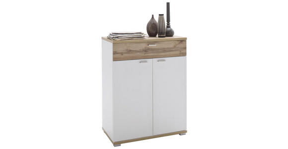 SCHUHSCHRANK 74/95/40 cm - Eichefarben/Weiß, Design, Holzwerkstoff/Metall (74/95/40cm) - Carryhome