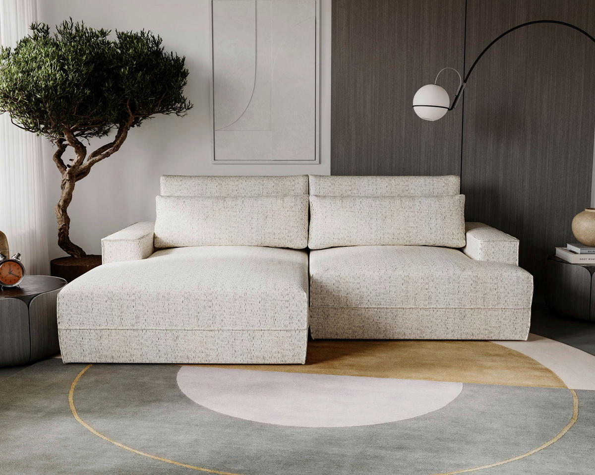 ECKSOFA Struktur Beige  - Beige/Schwarz, Design, Kunststoff/Textil (156/272cm) - Livetastic