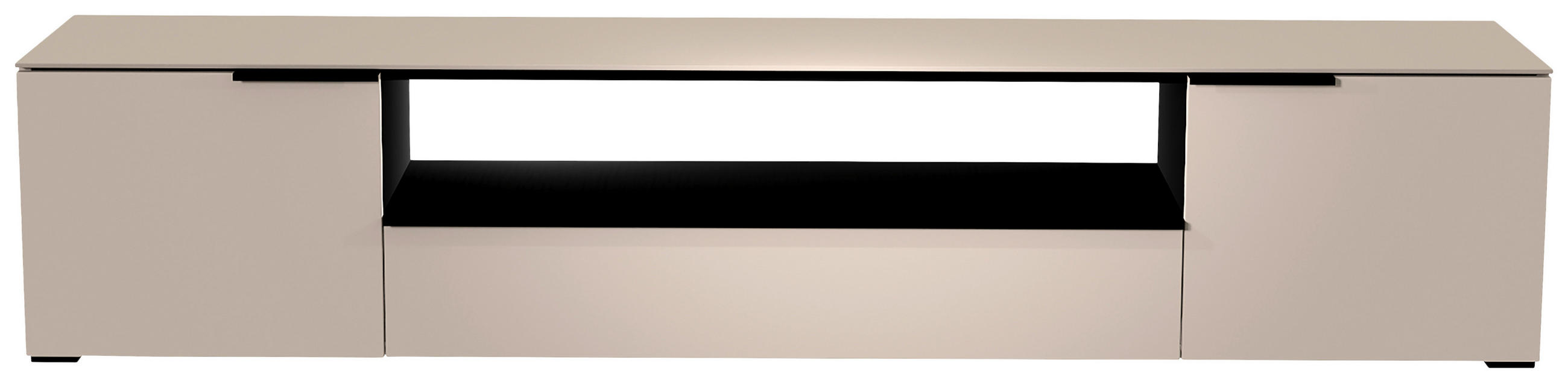 LOWBOARD Schwarz, Sandfarben  210/43/45 cm  - Sandfarben/Schwarz, Design, Glas/Holzwerkstoff (210/43/45cm) - Moderano