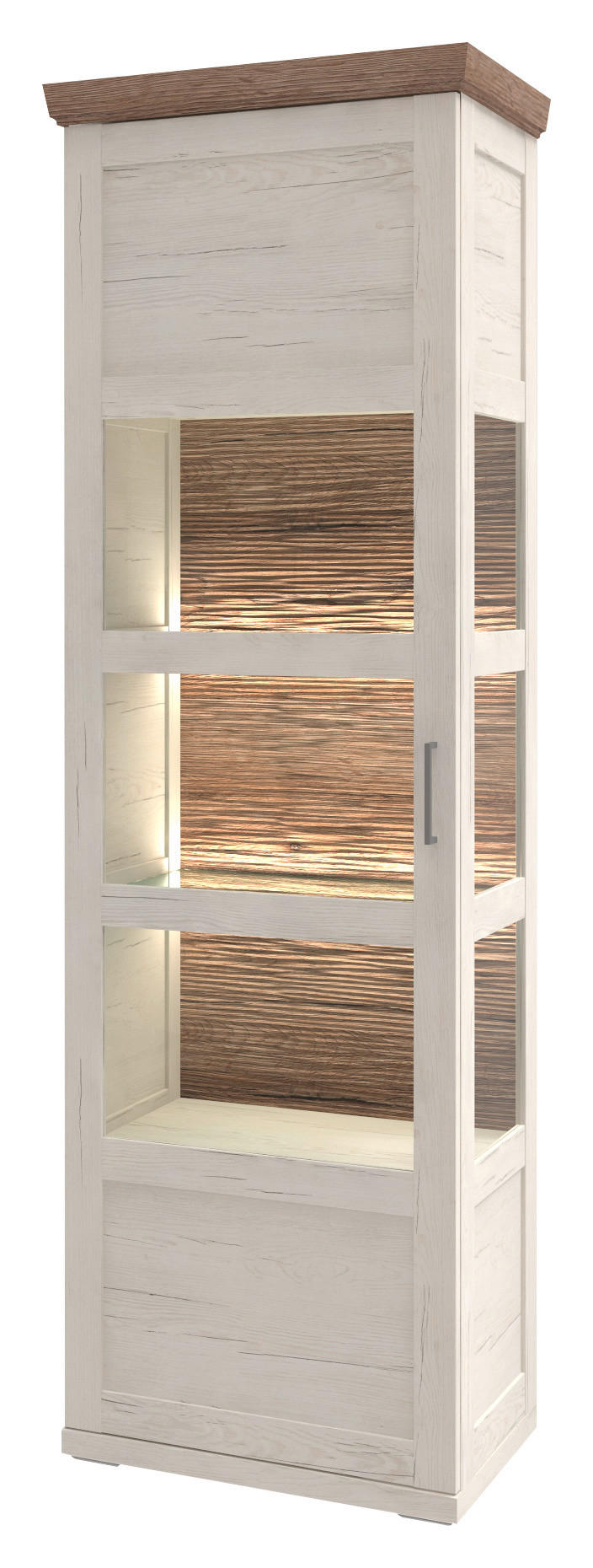VITRINE Eichefarben, Pinienfarben Einlegeboden - Chromfarben/Eichefarben, LIFESTYLE, Glas/Holzwerkstoff (65,1/202,9/42,2cm) - Landscape