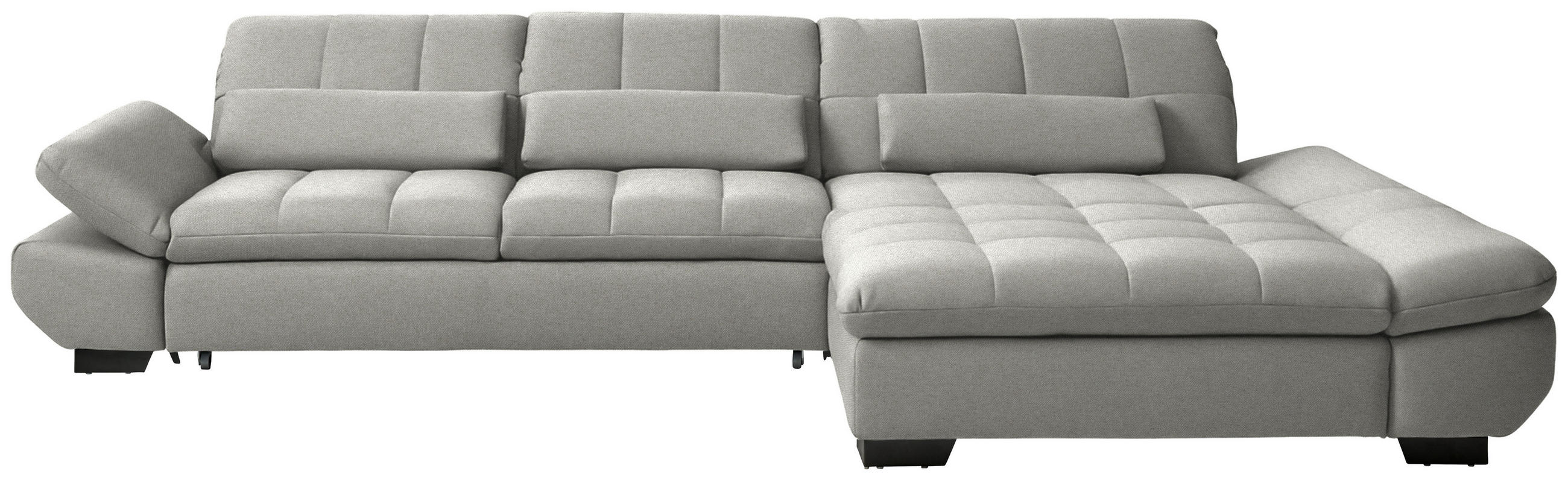 ECKSOFA Flachgewebe Hellgrau  - Hellgrau/Schwarz, Design, Textil/Metall (341/204cm) - Xora