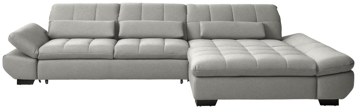 ECKSOFA Flachgewebe Hellgrau  - Hellgrau/Schwarz, Design, Textil/Metall (341/204cm) - Xora