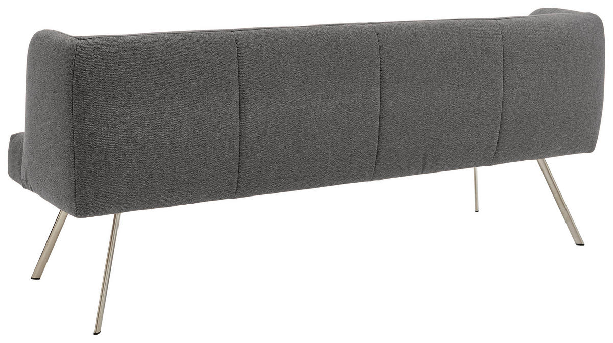 SITZBANK in Metall, Textil Edelstahlfarben, Hellgrau  - Edelstahlfarben/Hellgrau, Design, Textil/Metall (190/87/64cm) - Venjakob