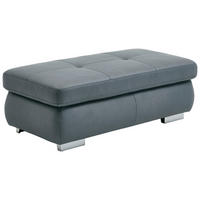 HOCKER in Leder Grau  - Alufarben/Grau, Design, Leder/Metall (129/45/64cm) - Beldomo Premium