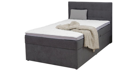 BOXBETT 120/200 cm,  in Anthrazit, Matratze, Bettkasten, Topper, motorische Verstellbarkeit, Fernbedienung, H3 = fest  - Anthrazit/Schwarz, KONVENTIONELL, Kunststoff/Textil (120/200cm) - Carryhome