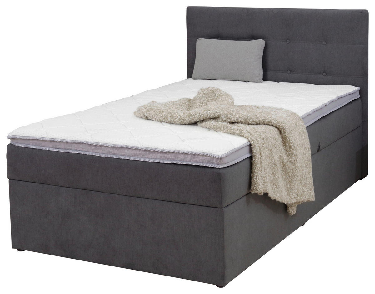 BOXBETT 120/200 cm  in Anthrazit  - Anthrazit/Schwarz, KONVENTIONELL, Kunststoff/Textil (120/200cm) - Carryhome