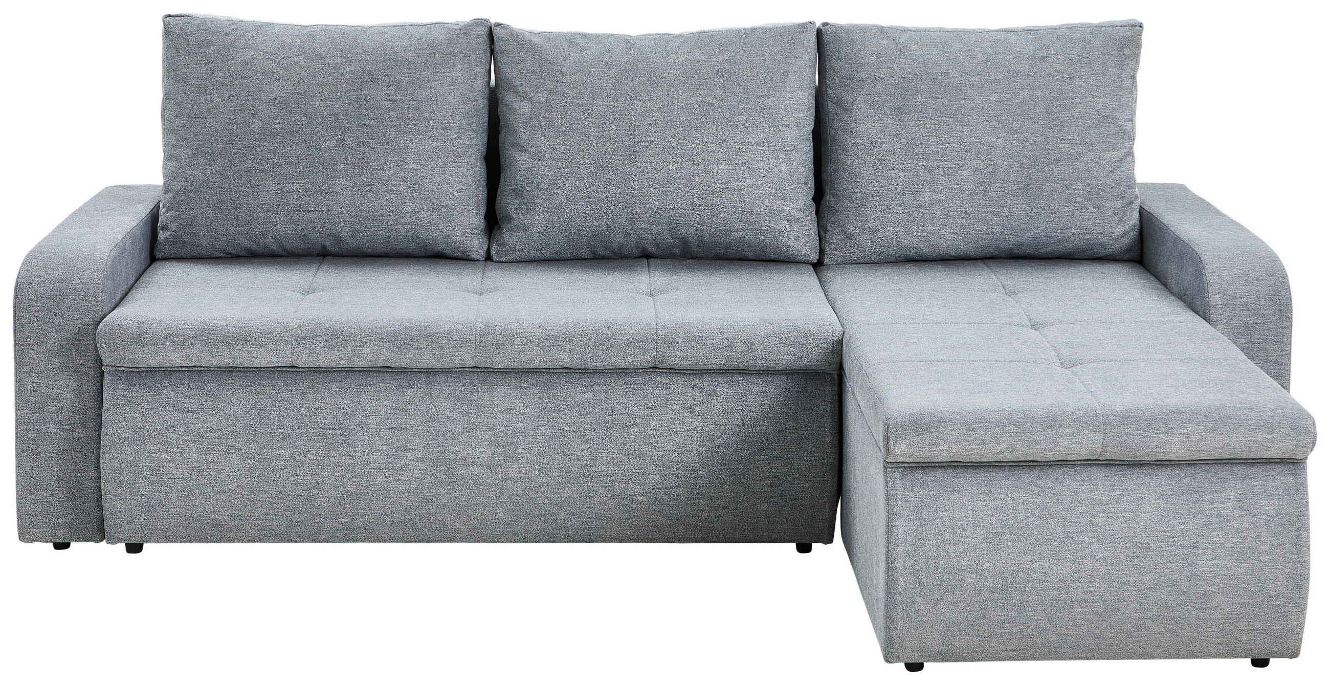 ECKSOFA 235/158 cm  in Webstoff Grau Rückenkissen, Bettkasten, Rücken echt, Liegefläche im Originalstoff  235/158 cm  - Schwarz/Grau, KONVENTIONELL, Kunststoff/Textil (235/158cm) - P & B