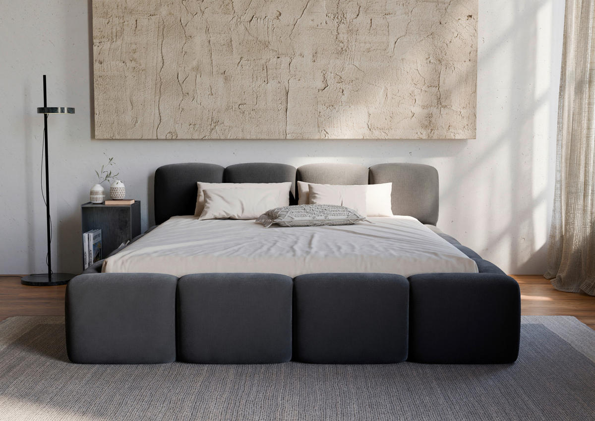 POLSTERBETT Lattenrost, Bettkasten 180/200 cm  in Schwarz  - Schwarz, Design, Holz/Textil (180/200cm) - Boxxx