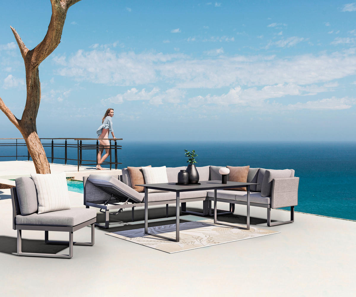 LOUNGE SOFA   antracit, svijetlo siva, tamno siva  - tamno siva/svijetlo siva, Design, metal/tekstil (201/74/76cm) - Amatio