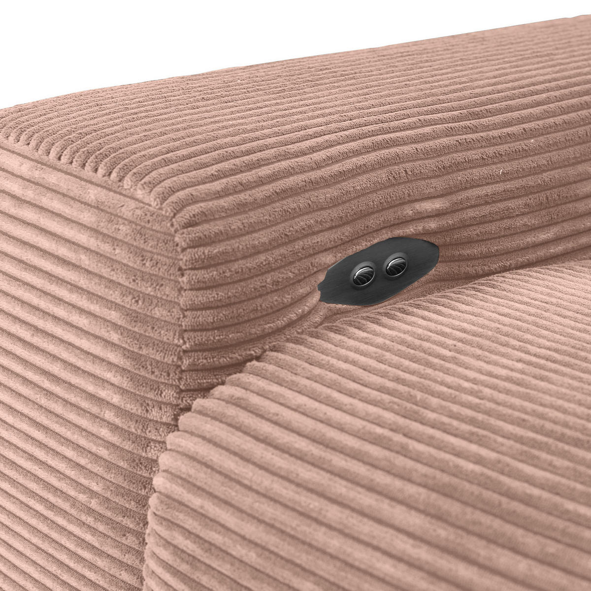 ECKSOFA in Cord Altrosa  - Schwarz/Altrosa, Konventionell, Textil/Metall (295/165cm) - Carryhome