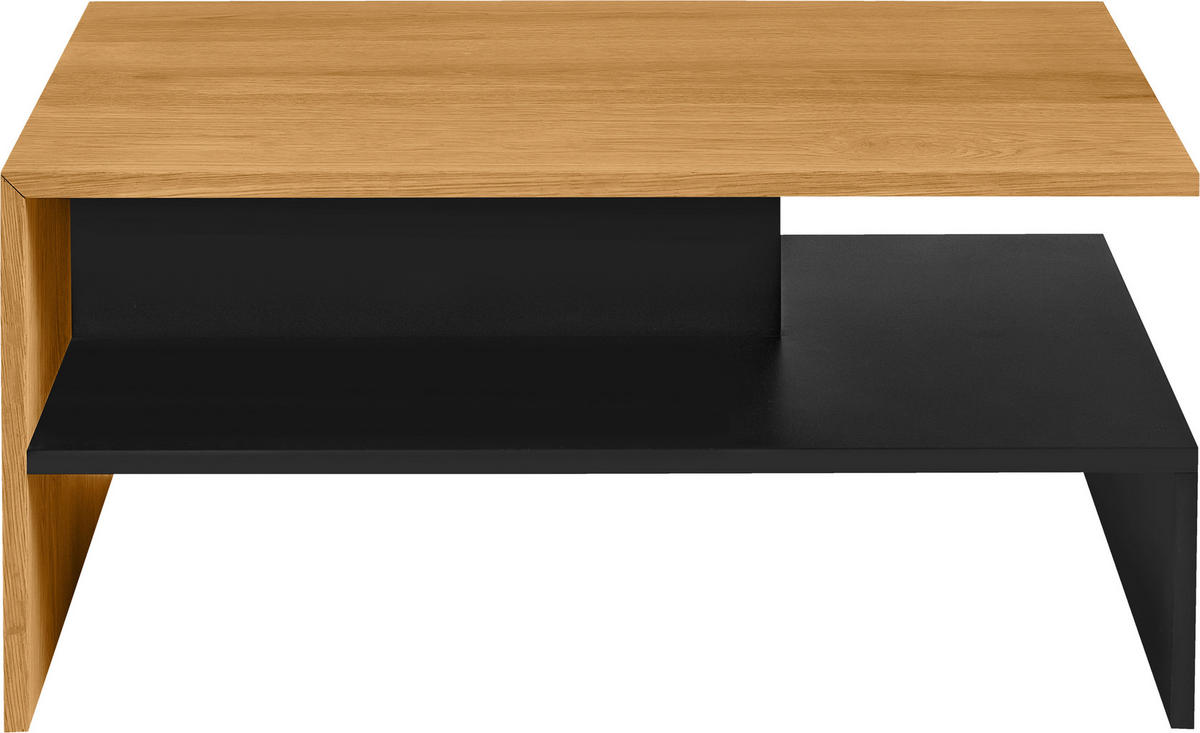 COUCHTISCH Eiche furniert 90/55/42,5 cm rechteckig Schwarz, Eichefarben  - Eichefarben/Schwarz, Design, Holz/Holzwerkstoff (90/55/42,5cm) - Carryhome