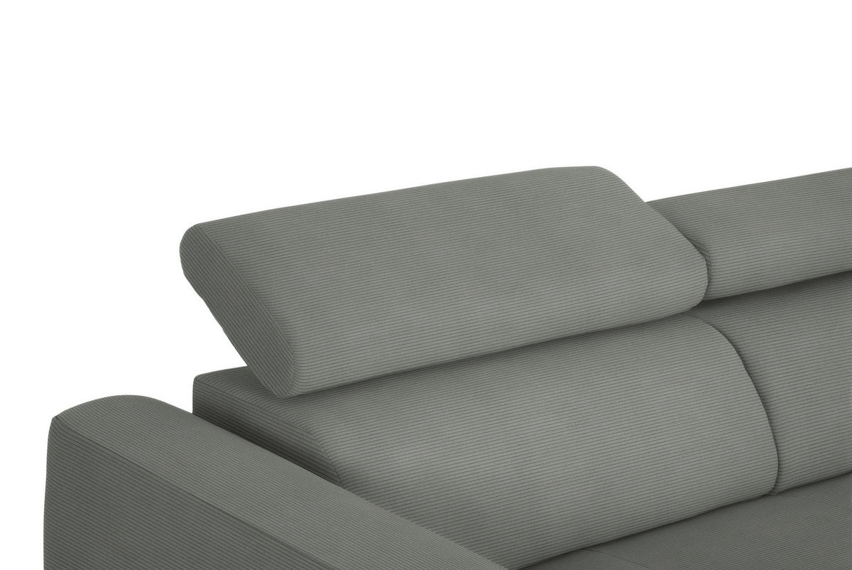 ECKSOFA in Feincord Hellgrau  - Hellgrau/Schwarz, Design, Textil/Metall (280/205cm) - MID.YOU