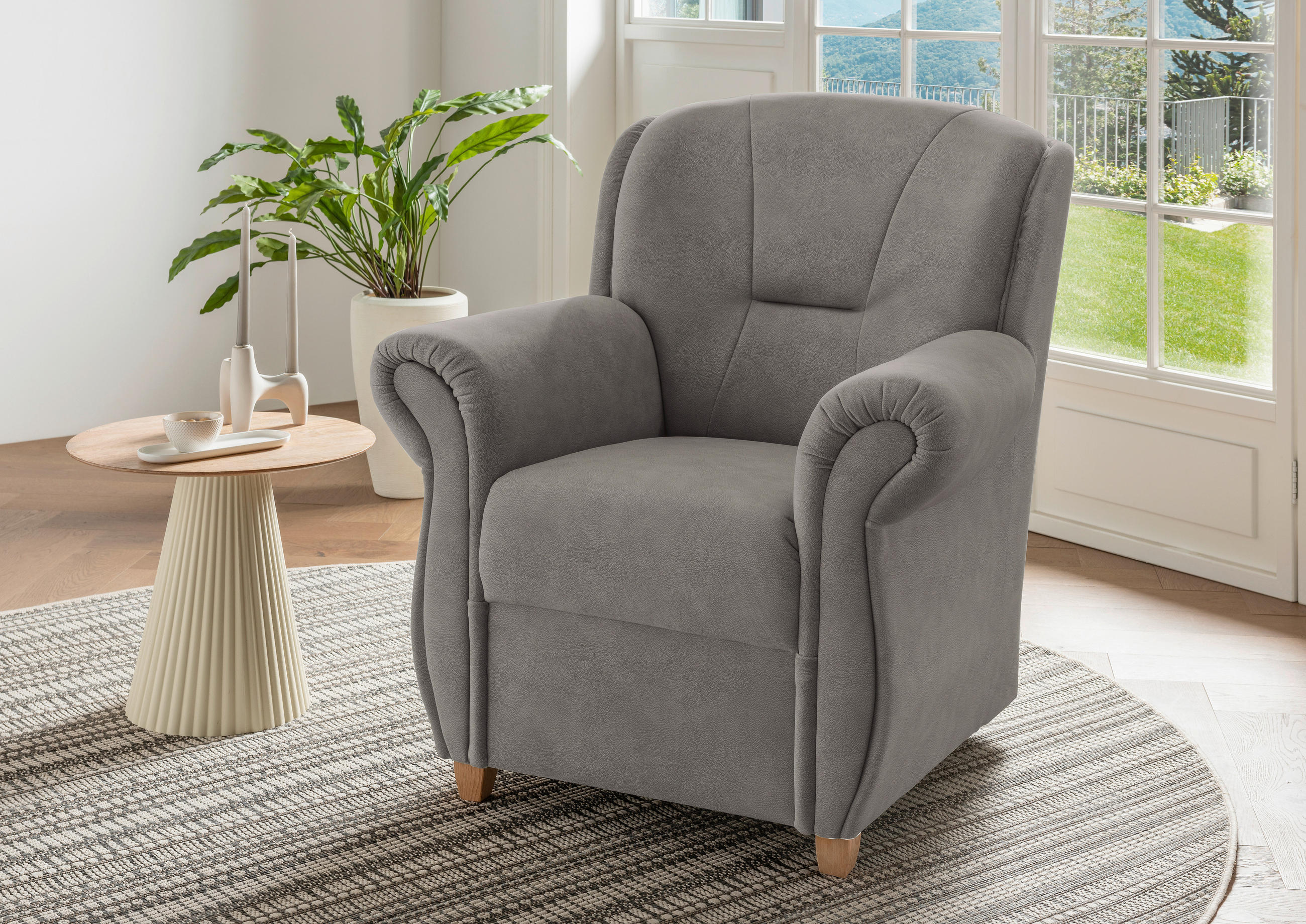 SESSEL in Mikrofaser Grau  - Wildeiche/Grau, KONVENTIONELL, Holz/Textil (91/100/88cm) - Livetastic