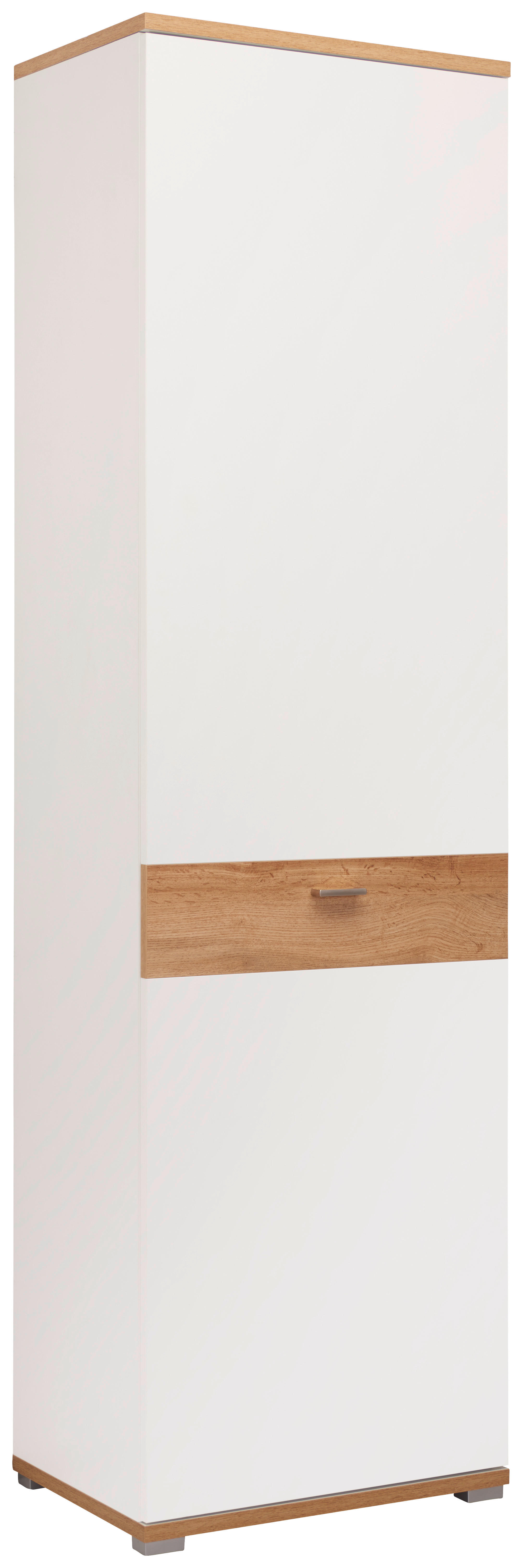 GARDEROBENSCHRANK Weiß, Eichefarben  - Eichefarben/Weiß, Design, Holzwerkstoff/Metall (58/205/40cm) - Carryhome