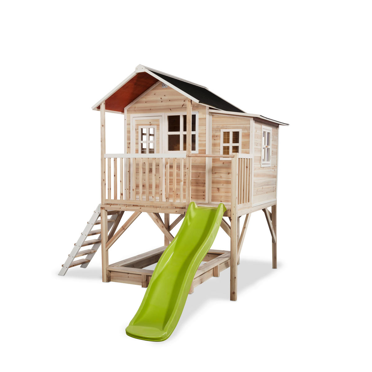 SPIELTURM  - Naturfarben/Hellgrün, KONVENTIONELL, Holz (382/190/253cm) - EXIT Toys
