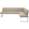 ECKBANK 213/154 cm in Chromfarben, Sandfarben - Sandfarben/Chromfarben, Design, Textil/Metall (213/154cm) - Novel