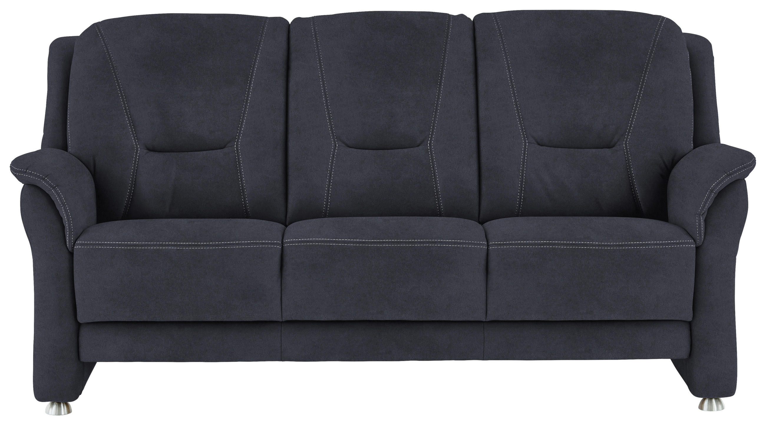 3-SITZER-SOFA in Mikrofaser Dunkelblau  - Beige/Alufarben, Konventionell, Textil/Metall (198/100/89cm) - Beldomo Comfort
