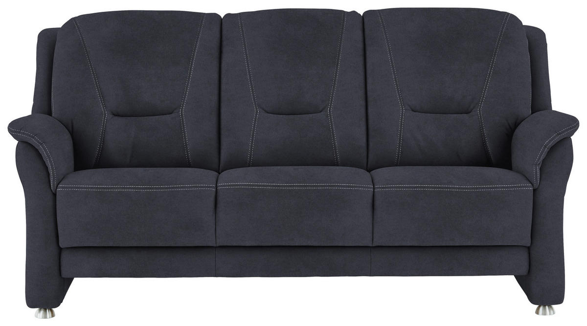 3-SITZER-SOFA in Mikrofaser Dunkelblau  - Beige/Alufarben, Konventionell, Textil/Metall (198/100/89cm) - Beldomo Comfort