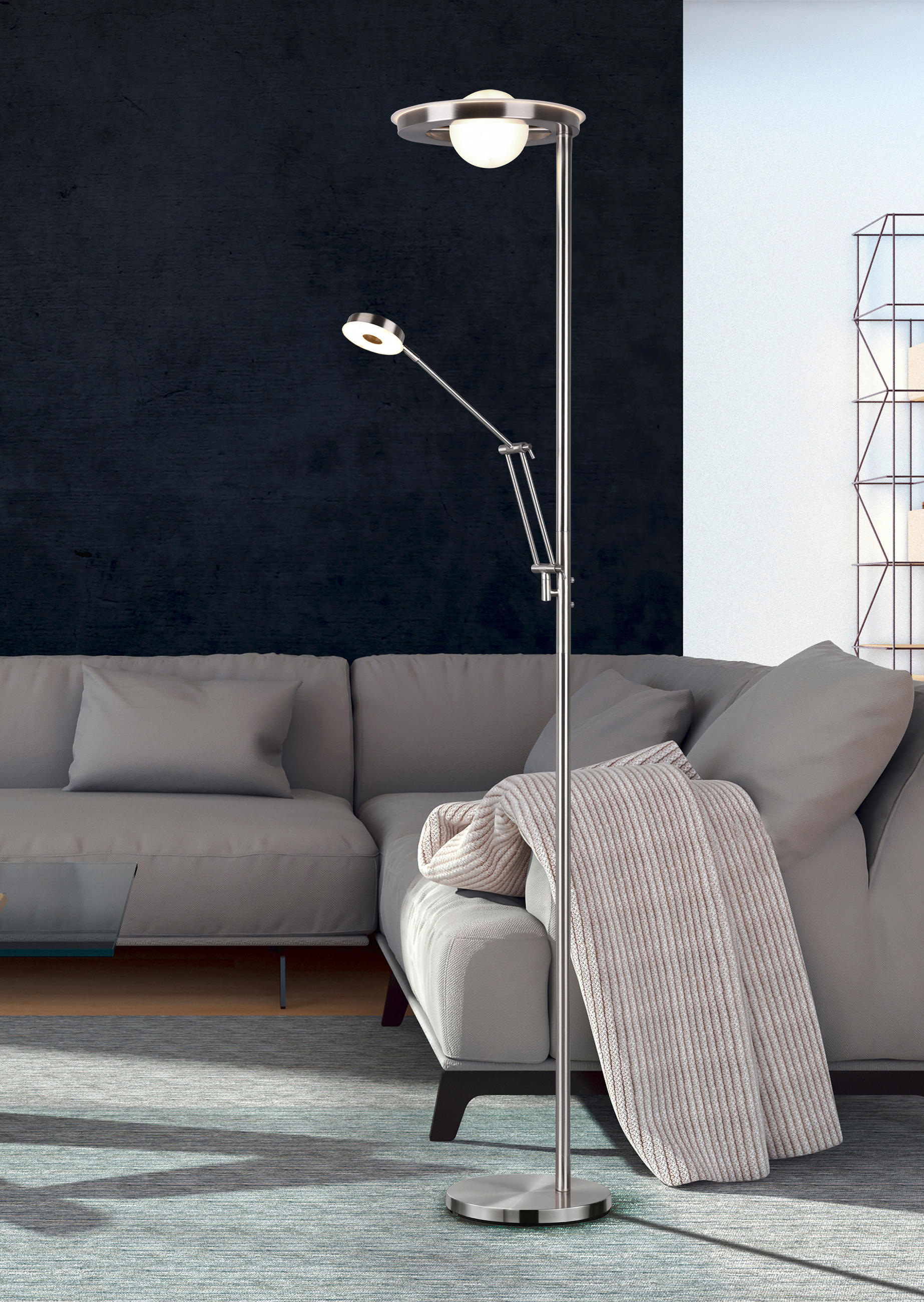 LED-STEHLEUCHTE 181/30 cm    - Nickelfarben, Design, Metall (181/30cm) - Trio Leuchten