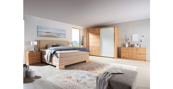 BOXSPRINGBETT 180/200 cm  in Buchefarben, Beige  - Beige/Buchefarben, Natur, Holz/Textil (180/200cm) - Linea Natura