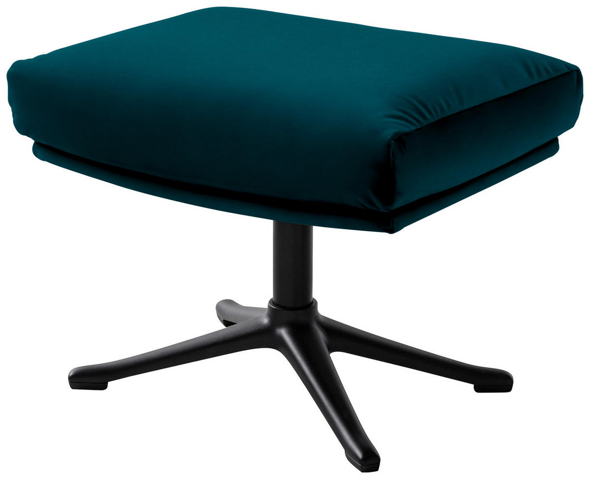 HOCKER in Textil Petrol  - Petrol/Schwarz, Design, Textil/Metall (51/37/41cm) - home24