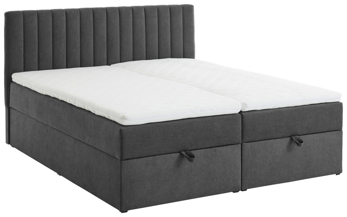 BOXBETT 160/200 cm  in Grau  - Grau, MODERN, Kunststoff/Textil (160/200cm) - MID.YOU