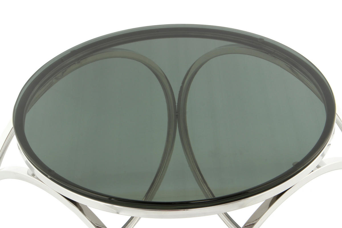 BEISTELLTISCH 50/50/52 cm Schwarz, Silberfarben rund  - Silberfarben/Roségold, Design, Glas/Metall (50/50/52cm) - Kayoom